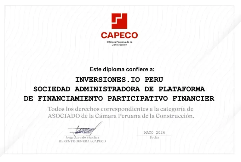 Inversiones.io se incorpora a CAPECO y refuerza su apuesta por la vivienda social en el Perú